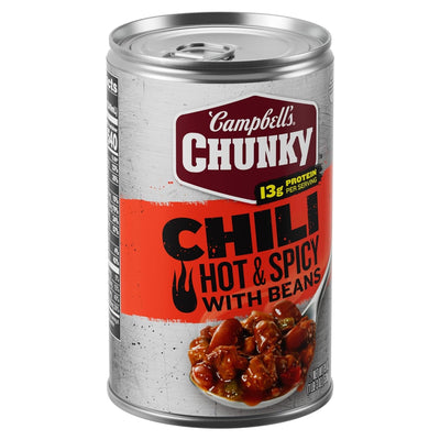 Campbell'S Chunky Chili, Hot and Spicy Chili with Beans, 19 Oz Can