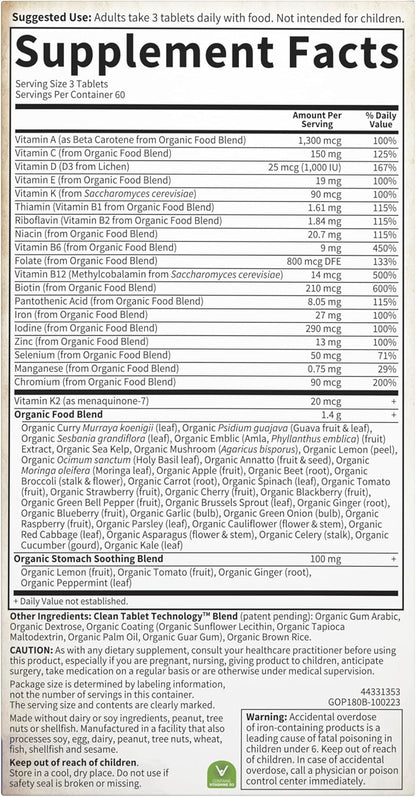 Garden of Life Organics Women’S Prenatal Multivitamin with Vitamin D3, B6, B12, C & Iron, Folate for Energy & Healthy Fetal Development – Organic, Non-Gmo, Gluten-Free, Vegan, 60 Day Supply