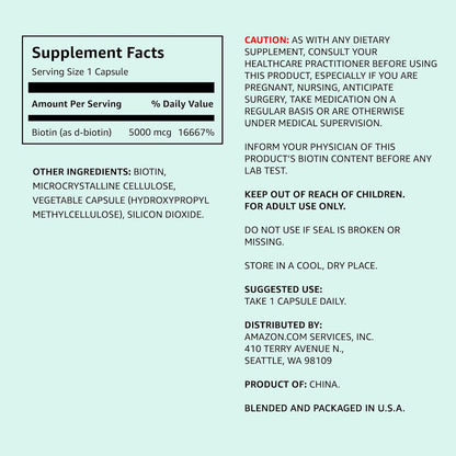 Elements Vegan Biotin 5000 Mcg - Hair, Skin, Nails, 130 Capsules (4 Month Supply) (Packaging May Vary)