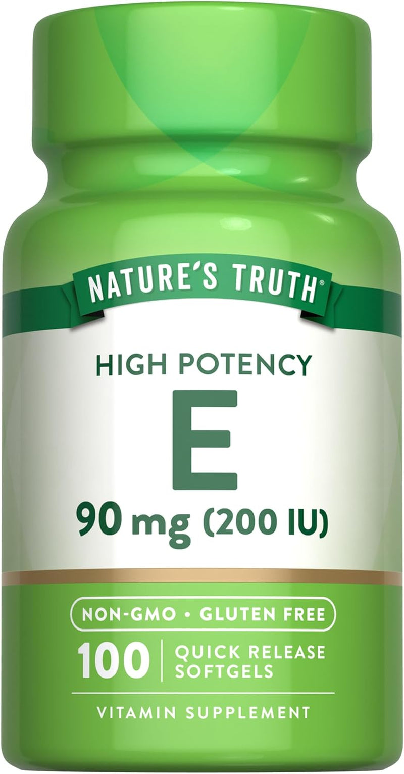 Nature'S Truth Vitamin E Softgels | 200 IU | 100 Softgels | Non-Gmo & Gluten Free Supplement