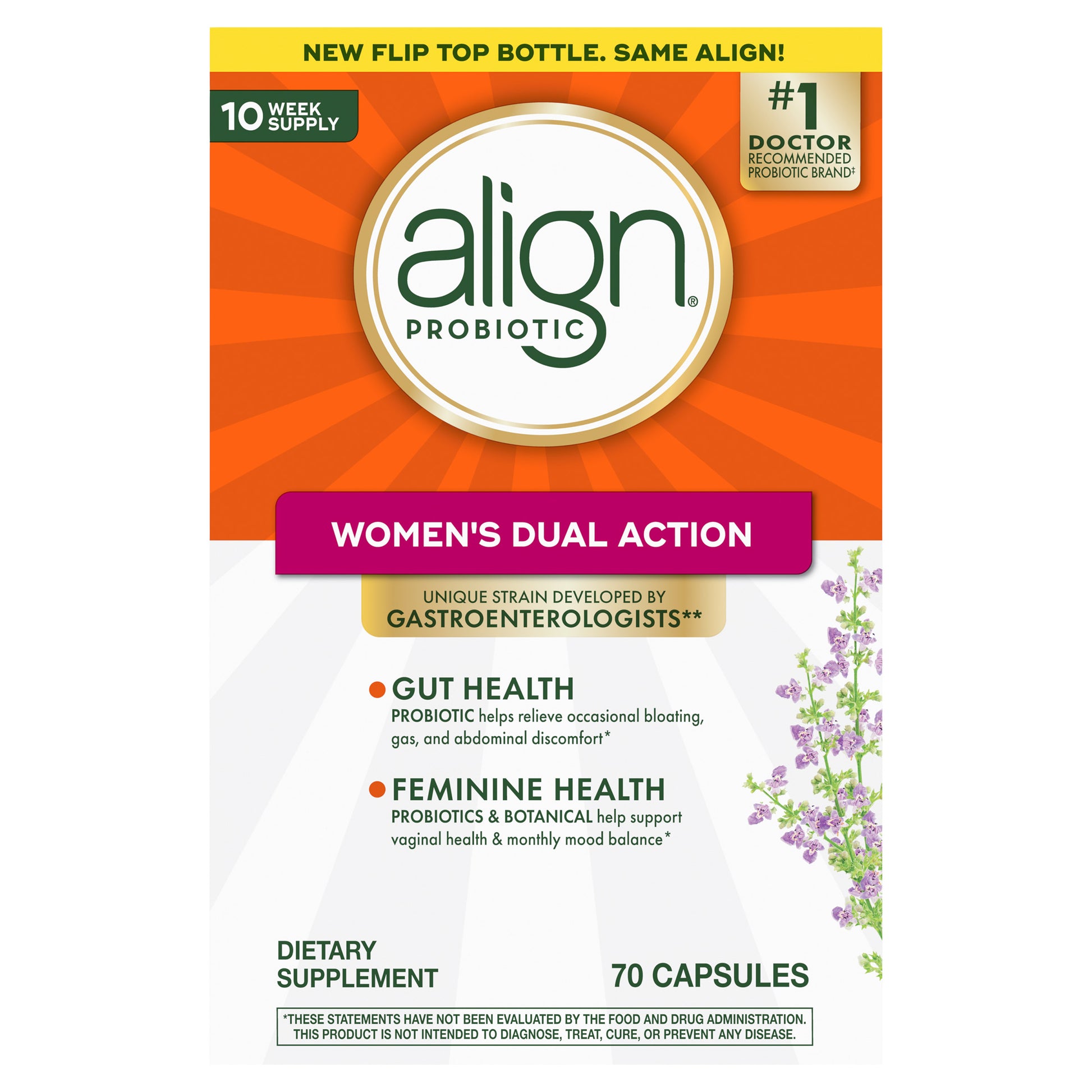 Align Women'S Dual Action Probiotic Supplement, 70 Capsules