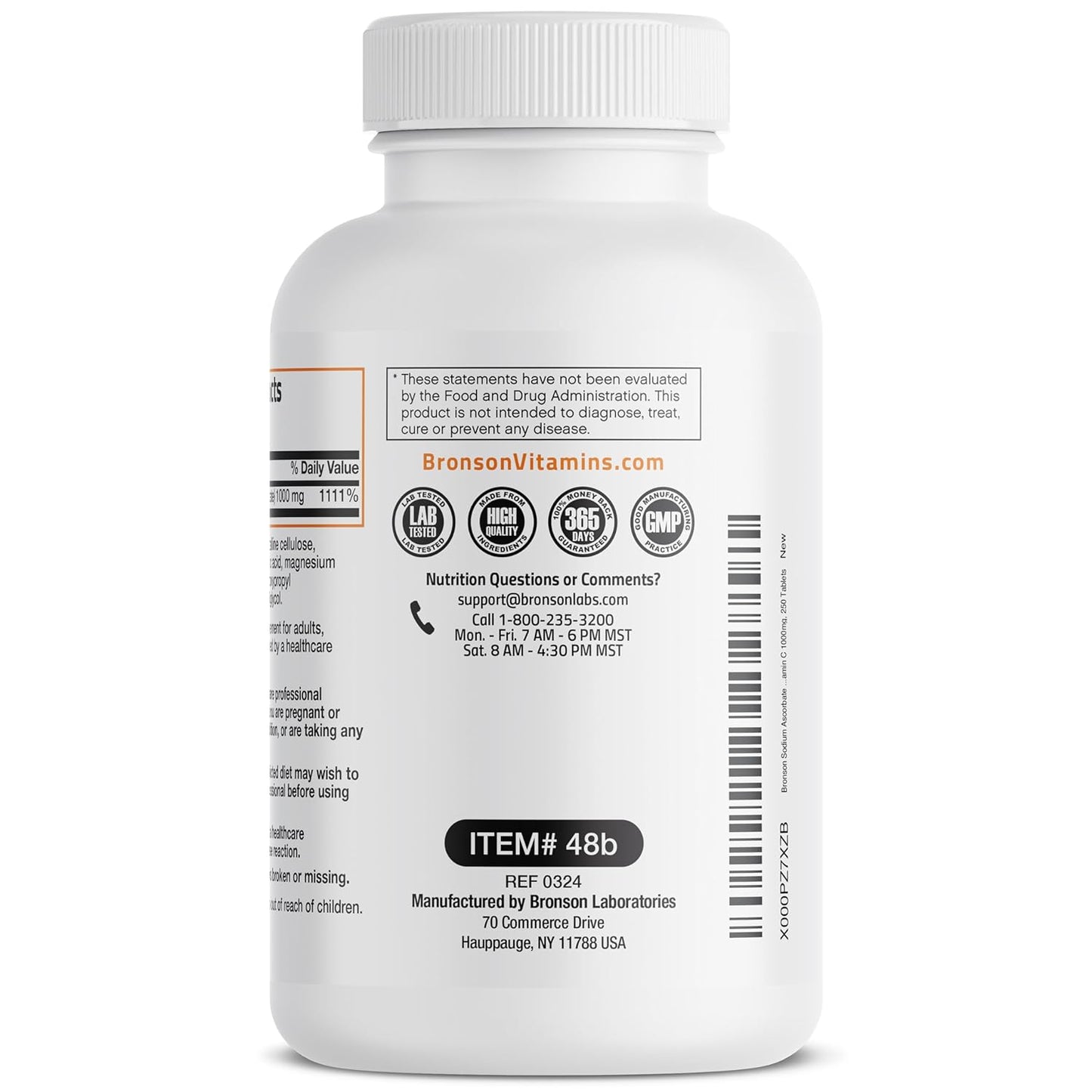 Bronson Sodium Ascorbate Non Acidic Vitamin C 1000 Mg Tablets - Gentle on the Stomach - Immune System Booster - Powerful Antioxidant - Non GMO Vitamin C Supplement, 250 Count