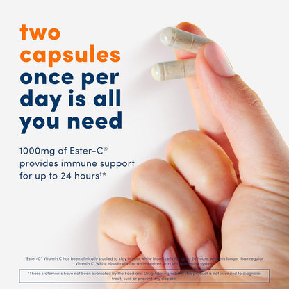 American Health Ester-C with Citrus Bioflavonoids Capsules - Gentle on Stomach, Non-Acidic Vitamin C - 500 Mg, 60 Servings, 120 Count