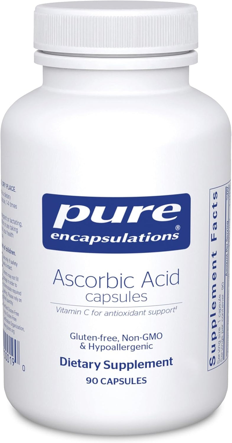Pure Encapsulations Ascorbic Acid Capsules - 1,000 Mg Vitamin C - Antioxidant & Immune Support* - High- Vitamin C - Vegan & Non-Gmo - 90 Capsules
