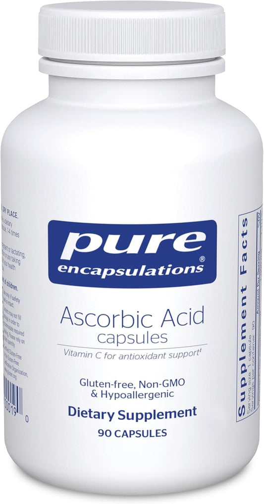 Pure Encapsulations Ascorbic Acid Capsules - 1,000 Mg Vitamin C - Antioxidant & Immune Support* - High- Vitamin C - Vegan & Non-Gmo - 90 Capsules