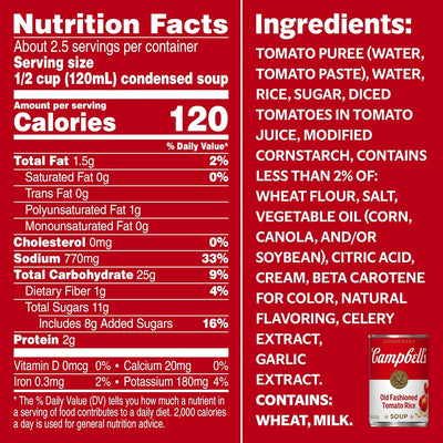 Campbell'S Condensed Old Fashioned Tomato Rice Soup, 11 Oz Can