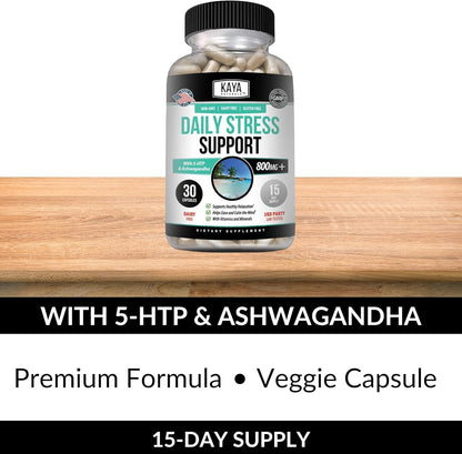 Naturals - Natural Herbal Stress Relief Support Vitamin Supplement to Relax and Calm the Mind - Boost Mood - Happy Pills - Anxiousness Support - 30 Capsules