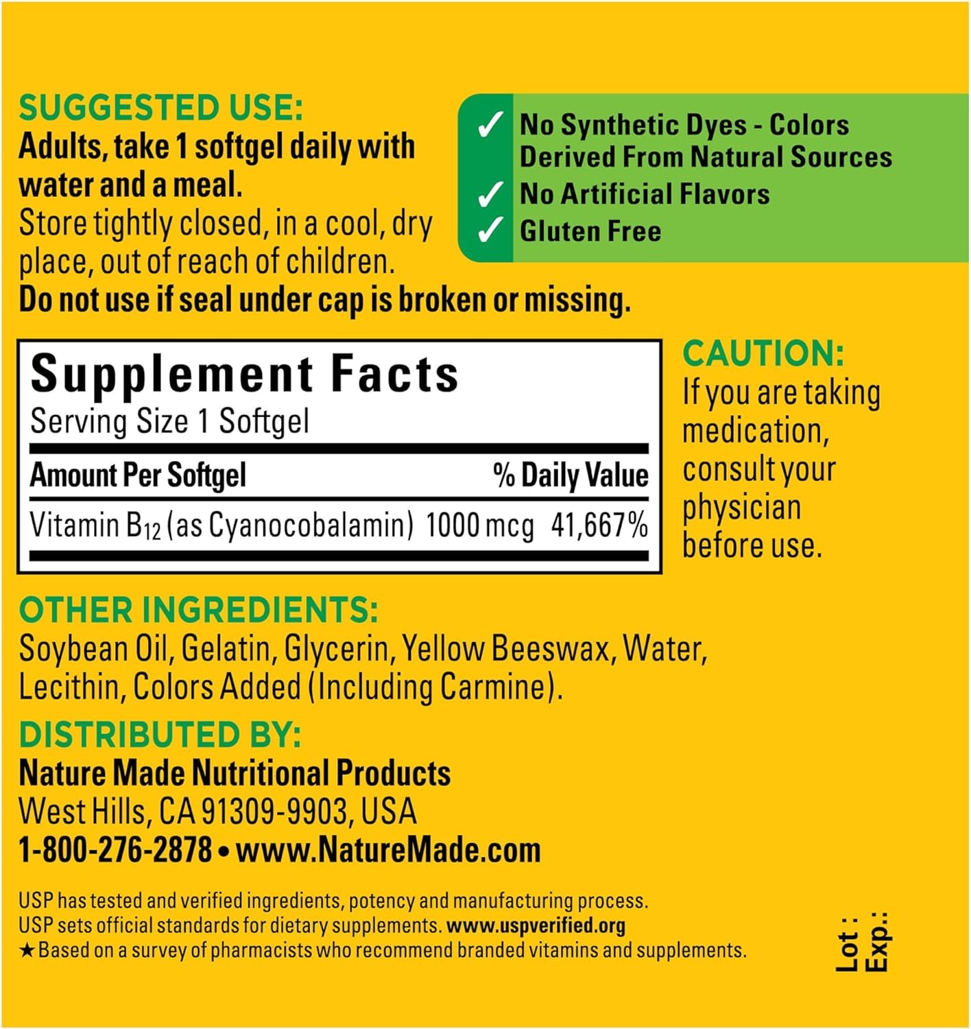 Nature Made Vitamin B12 1000 Mcg, Dietary Supplement for Energy Metabolism Support, B12 Vitamins 1000 Mcg, 150 Softgels, 150 Day Supply