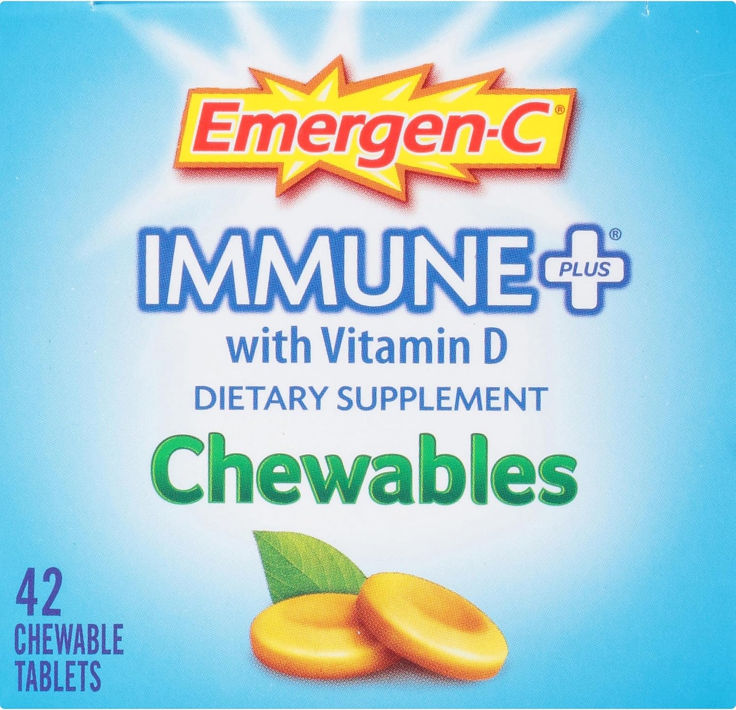 Emergen-C Immune+ Chewables 1000Mg Vitamin C with Vitamin D Tablet, Immune Support Dietary Supplement for Immunity, Orange Blast Flavor - 42 Count