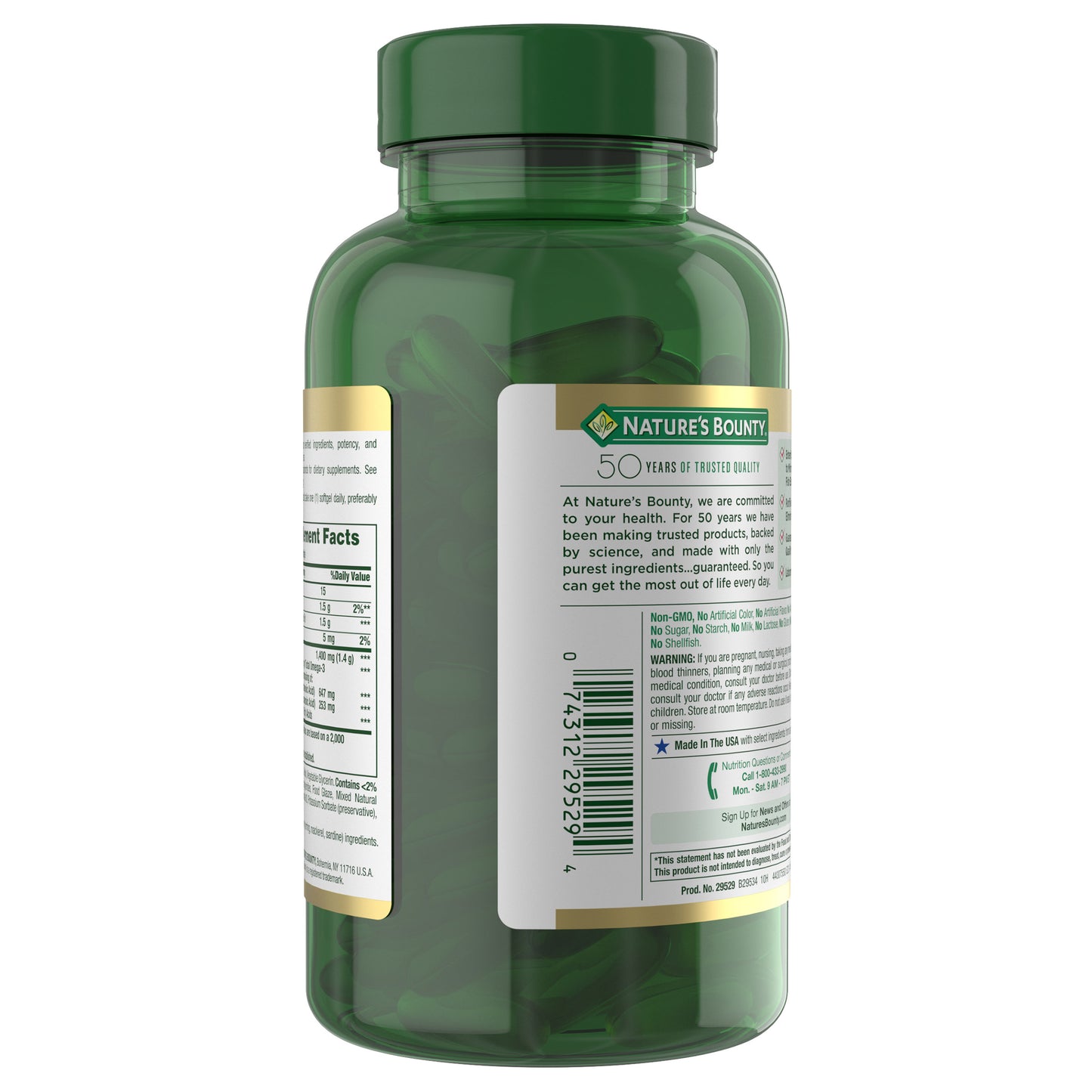 Nature'S Bounty Fish Oil 1400 Mg, 130 Coated Softgels