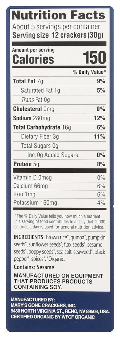 Mary'S Gone Crackers Super Seed Classic Crackers, 5.5 Oz