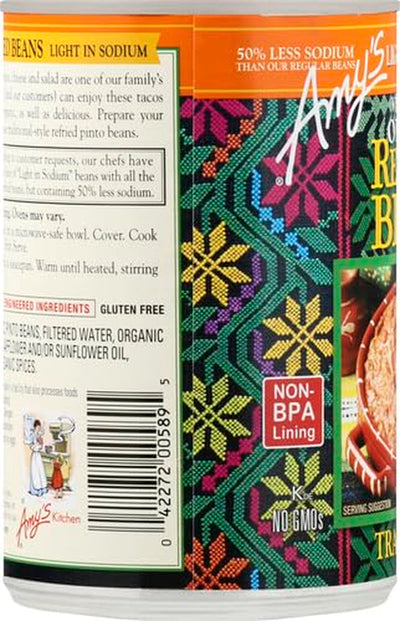Amy'S Beans Refried Traditional Low Sodium Organic, 15.4 Ounce