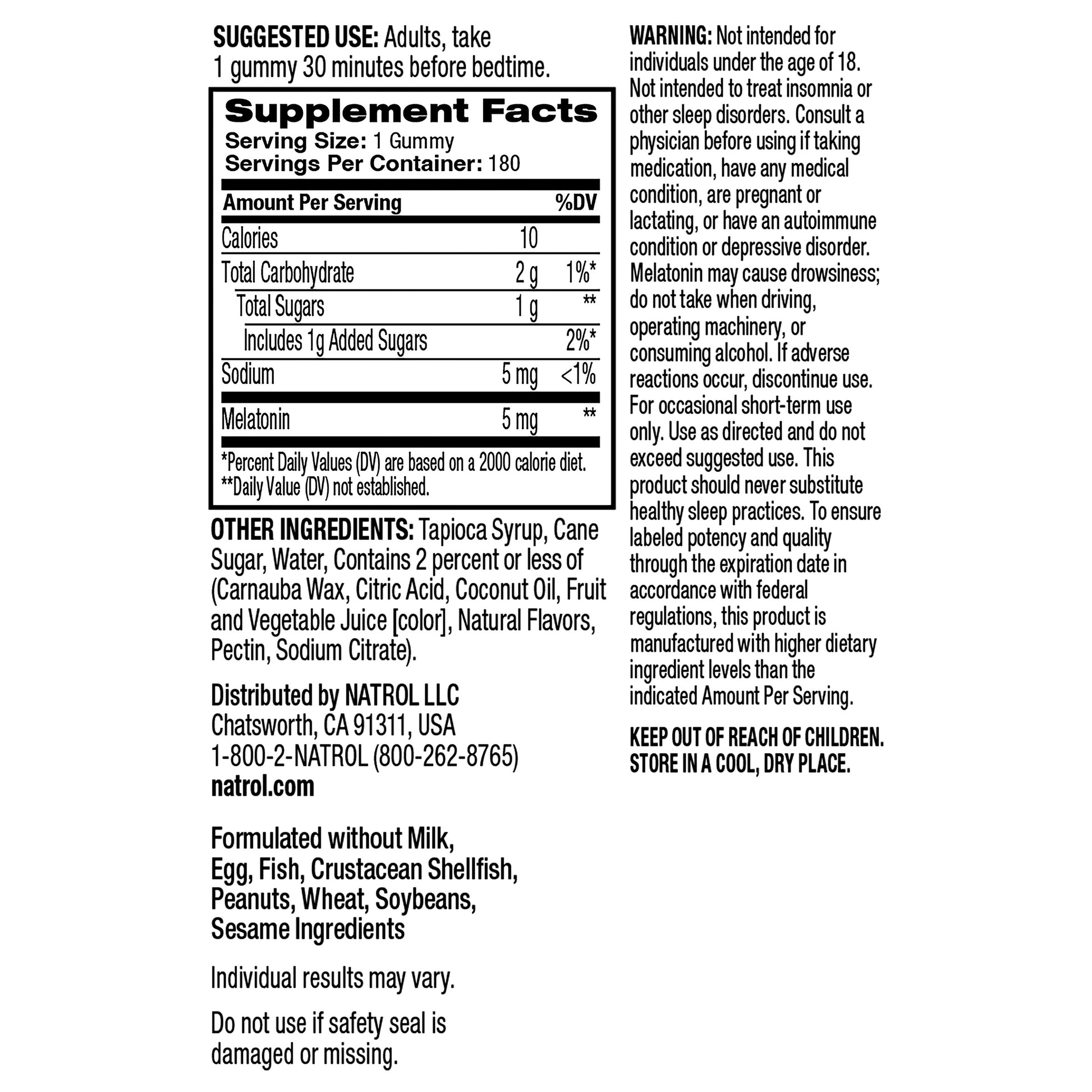 Natrol Melatonin 5 Mg., 180 Gummies