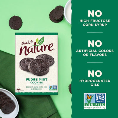 Back to Nature Fudge Mint Cookies - Vegan, Non-Gmo, Made with Wheat Flour, Delicious & Quality Snacks, 6.4 Ounce