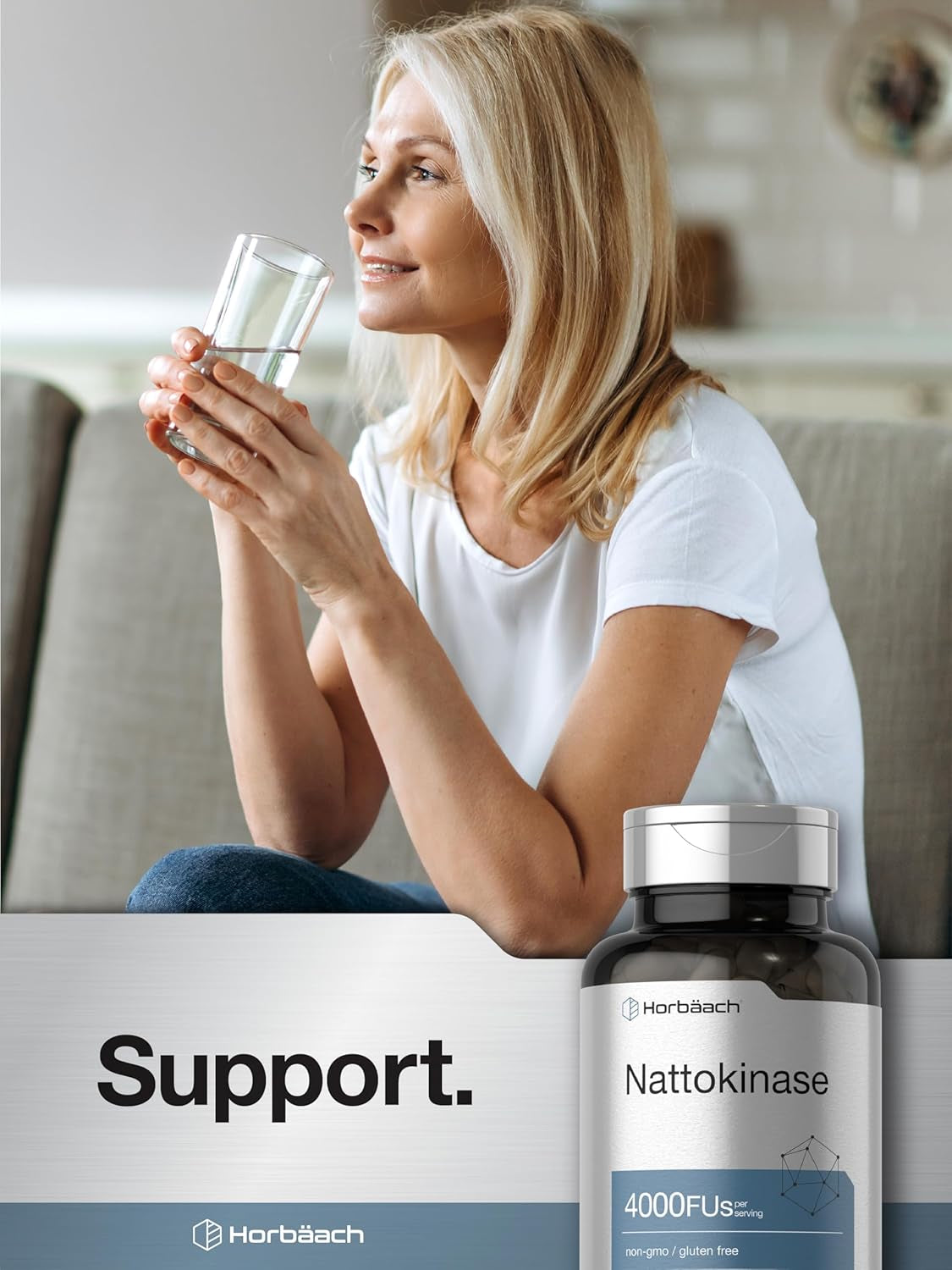 Horbäach Nattokinase Supplement 4000 FU | 150 Capsules | Non-Gmo, Gluten Free