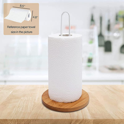 Wood Paper Towel Holder with Non-Slip Wooden Base