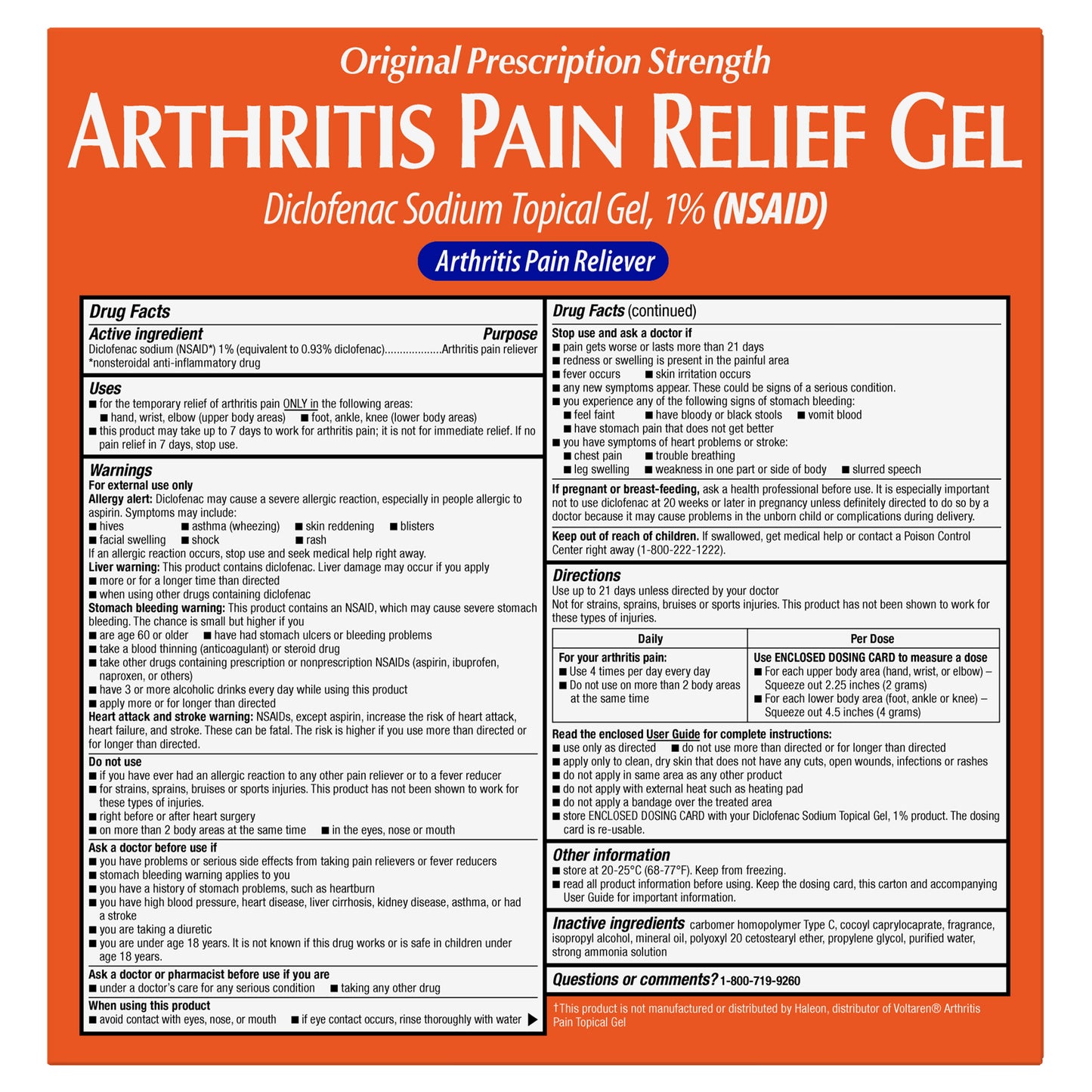 Kirkland Signature Arthritis Pain Relief Gel, Diclofenac Sodium Topical Gel 1%, 15.87 Ounces