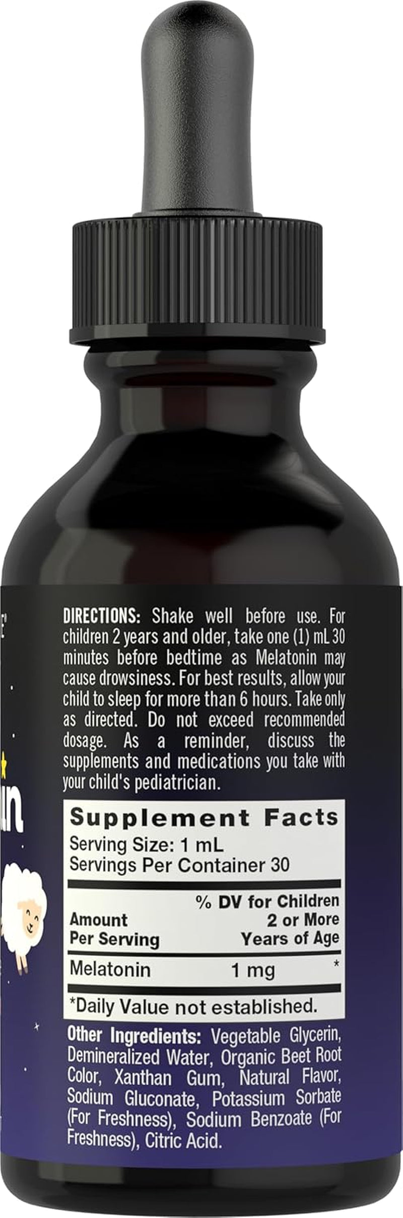 Carlyle Kids Melatonin Liquid | 1 Fl Oz | Two Pack | Fruit Flavor | Drug Free Childrens Supplement
