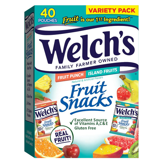 Welch'S Fruit Snacks, Fruit Punch & Island Fruits 0.8 Oz Case of 40