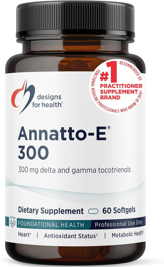 Designs for Health Annatto-E 300Mg Tocotrienols Vitamin E -  + Gamma Tocotrienols to Support Heart Health, Eye Health, Healthy Aging - Deltagold Antioxidants Supplement (60 Vitamin E Softgels)