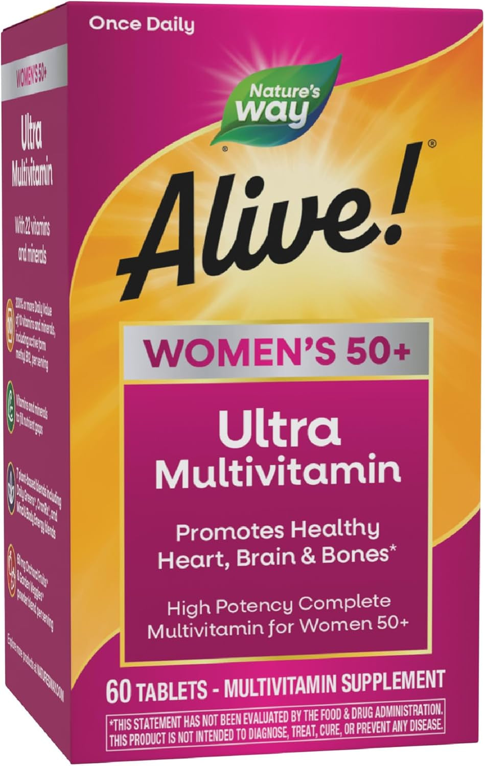Nature’S Way Alive! Women’S 50+ Ultra  Complete Multivitamin, High  Formula, Supports Whole Body Wellness & Healthy Aging*, 60 Tablets