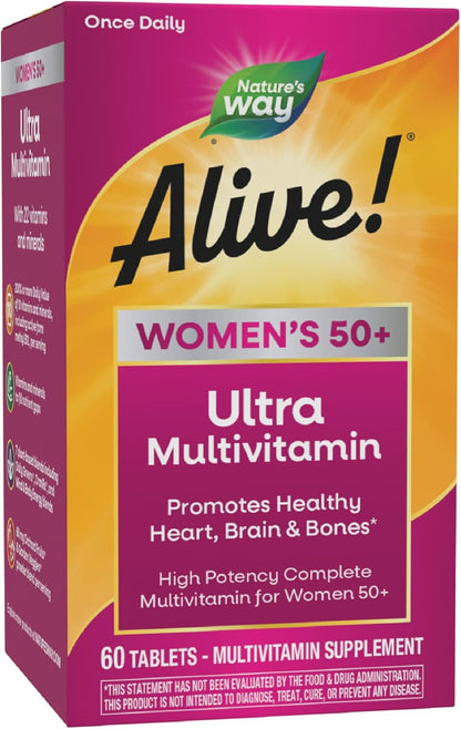 Nature’S Way Alive! Women’S 50+ Ultra  Complete Multivitamin, High  Formula, Supports Whole Body Wellness & Healthy Aging*, 60 Tablets