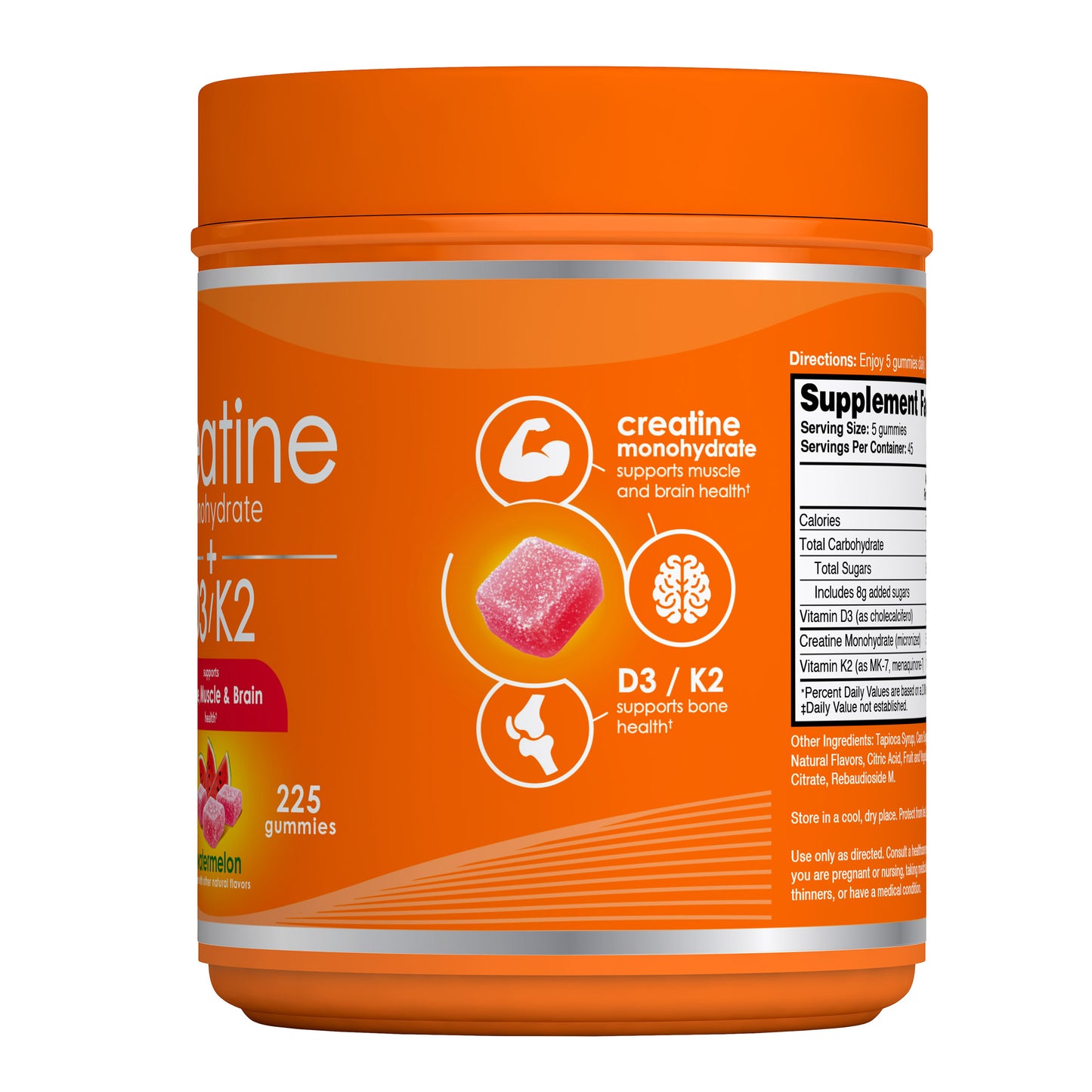 Zena Creatine Monohydrate + D3/K2 Gummies, 225-Count