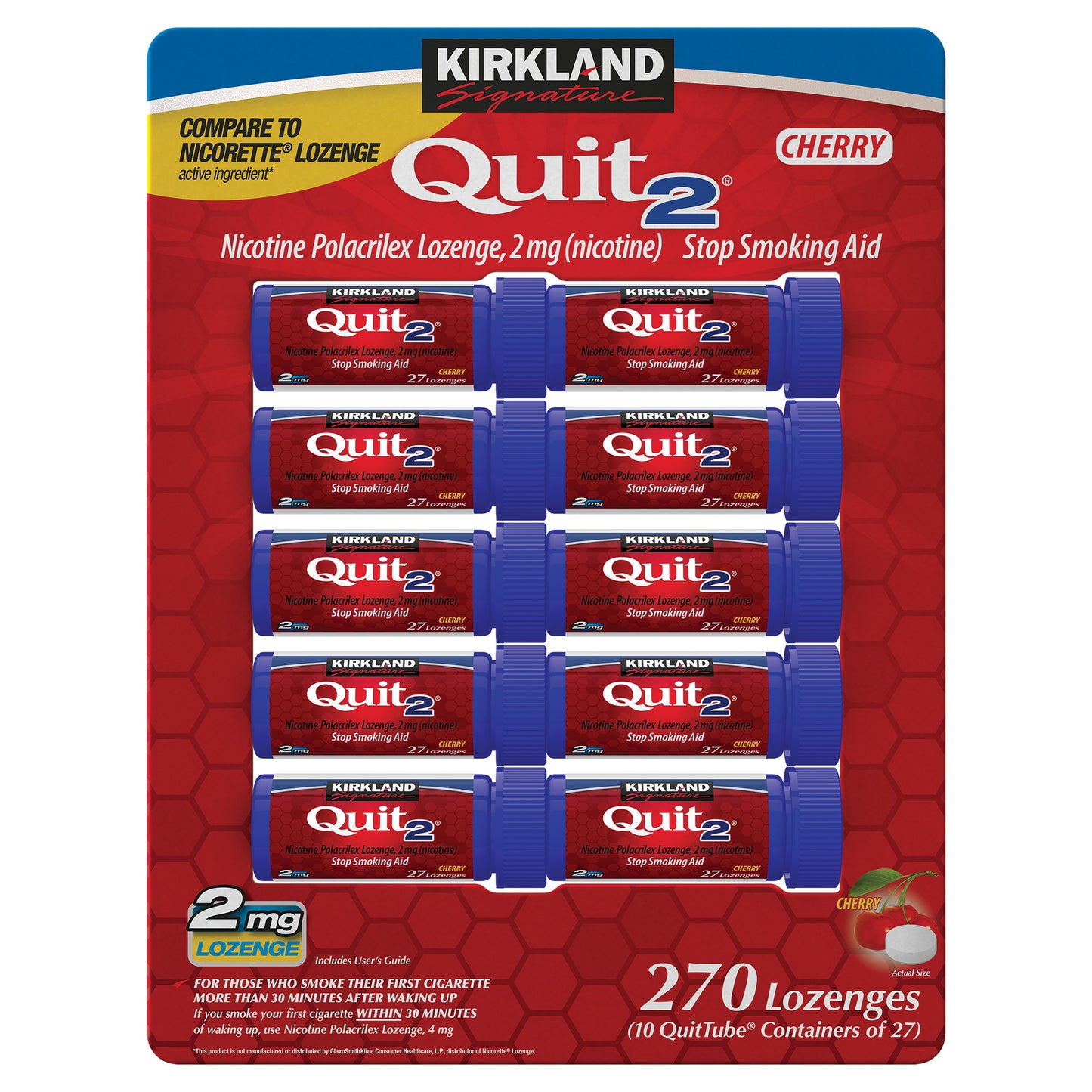 Kirkland Signature Quit 2Mg or 4Mg, Cherry Lozenges, 270 Pieces