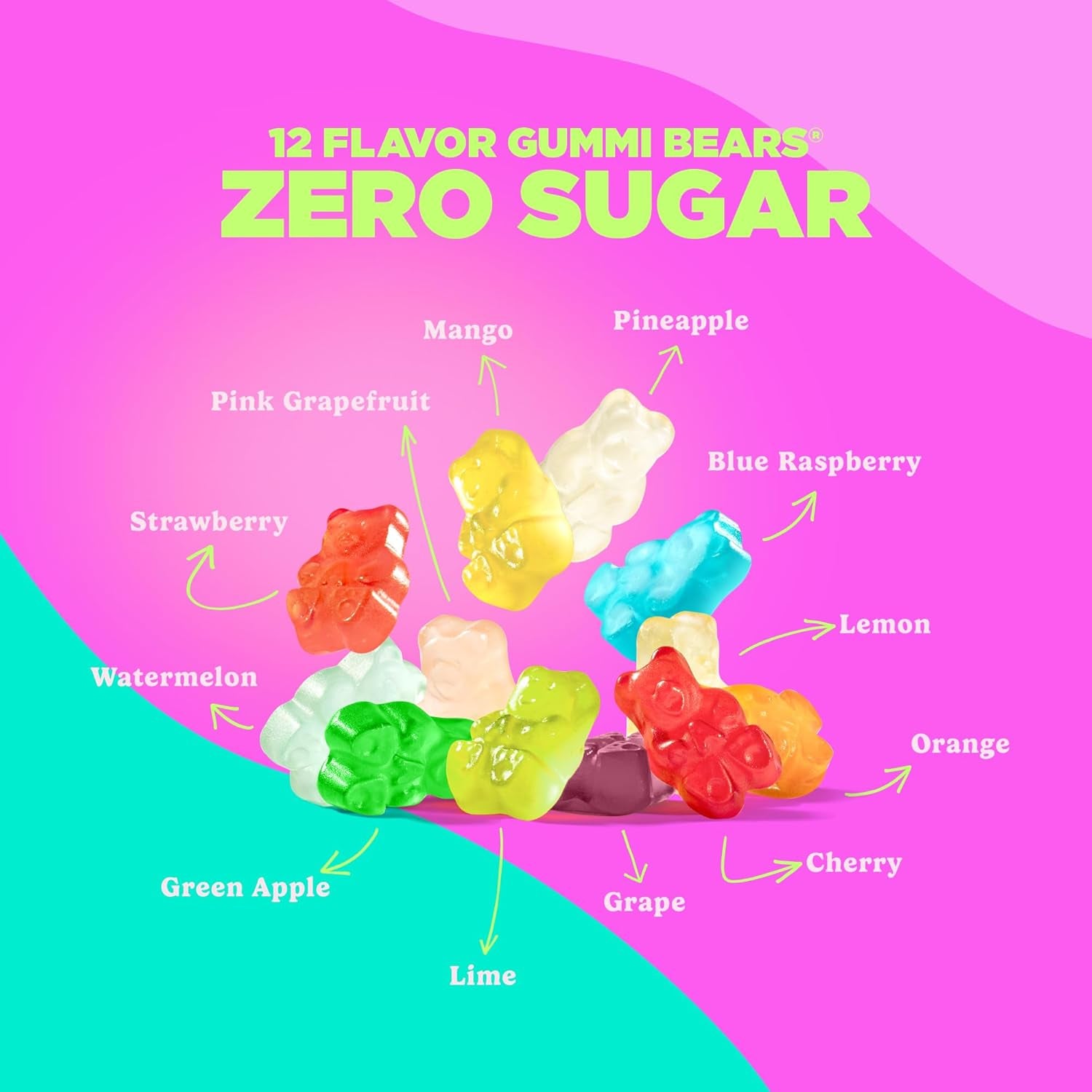 Albanese Candy, Sugar Free 12 Flavor Gummi Bears, 3.5 Oz. Bag, Case of 12