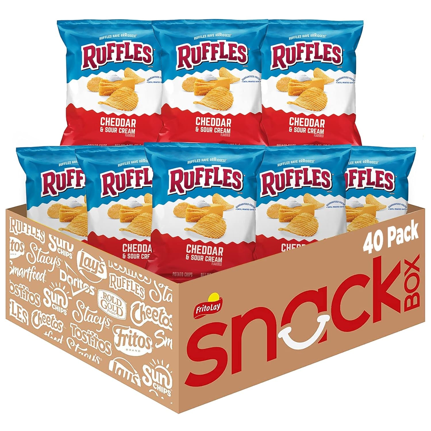 Ruffles Potato Chips, Cheddar Sour Cream, 1 Oz Case of 40