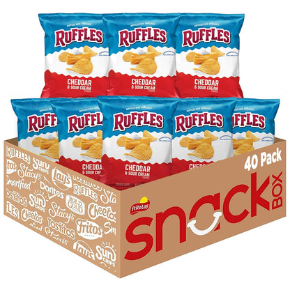 Ruffles Potato Chips, Cheddar Sour Cream, 1 Oz Case of 40