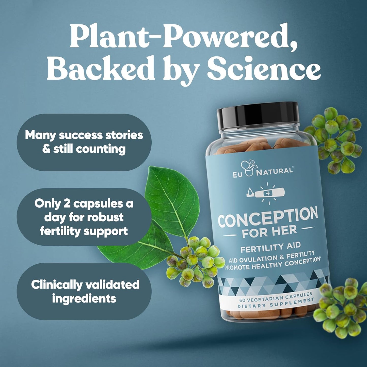 Conception Fertility Supplements for Women – Aids Ovulation, Hormonal Balance, & Regular Cycles – Prenatal Vitamin Support with Myo-Inositol, Folate, Folic Acid, Vitex – 60 Vegetarian Soft Capsules