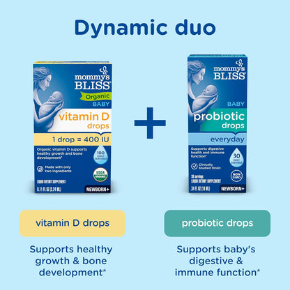 Mommy’S Bliss Organic Vitamin D Drops - Infants and Newborns - Supports Growth and Bone Development - Easy Use Vitamin D3 Supplement for Babies - 400 IU per Drop - 100 Daily Servings