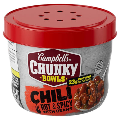 Campbell'S Chunky Chili, Hot & Spicy with Beans, 15.25 Oz Microwavable Bowl