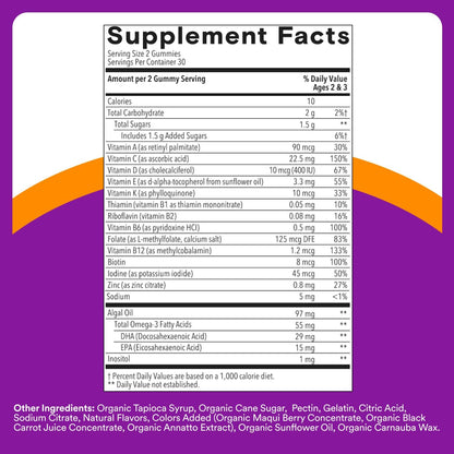 Smartypants Toddler Multivitamin Gummies - Improved Formula: Omega 3 (DHA/EPA), Vitamins D3, C, Vitamin B12, B6, A, K & Zinc, Biotin, Gluten Free, Three Fruit Flavors, 60 Count (30 Day Supply)