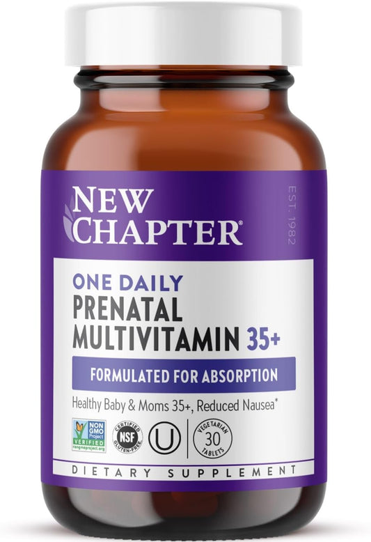 New Chapter Prenatal Vitamins, One Daily Prenatal Multivitamin Enhanced for Age 35+ with Methylfolate + Choline for Healthy Mom & Baby, Gluten Free & Non-Gmo- 30 Ct