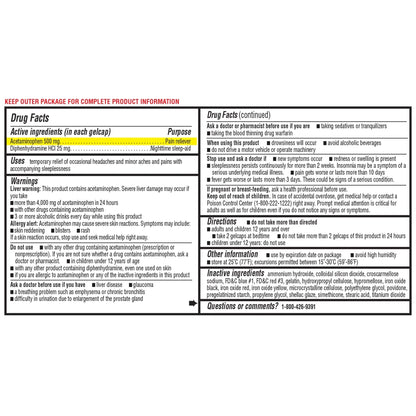 Kirkland Signature Acetaminophen PM 500 Mg. 375 Capsules