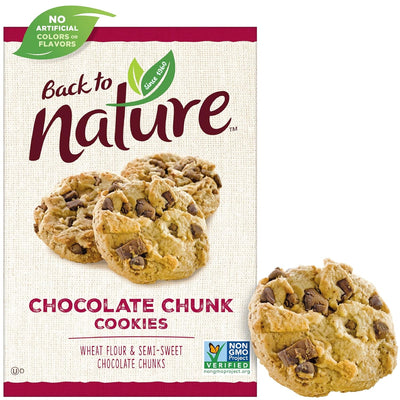 Back to Nature Chocolate Chunk Cookies - Dairy Free, Non-Gmo, Made with Wheat Flour, Delicious & Quality Snacks, 9.5 Ounce