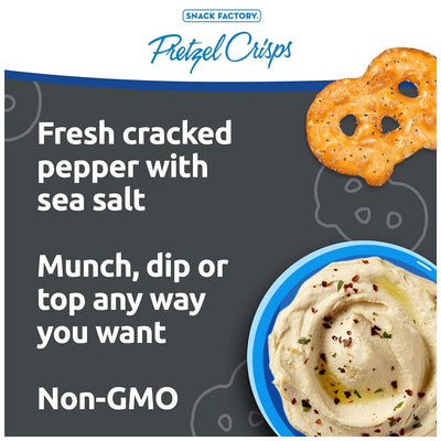 Snack Factory Pretzel Crisps, Sea Salt & Cracked Pepper, 7.2 Oz