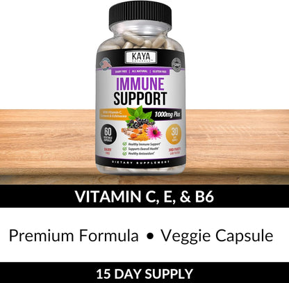 Naturals Elderberry Immune Support, Elderberry with Zinc and Vitamin C for Adults Vitamins, Probiotics & Turmeric 1000Mg Immune System Booster Sambucus Capsules - 60 Count