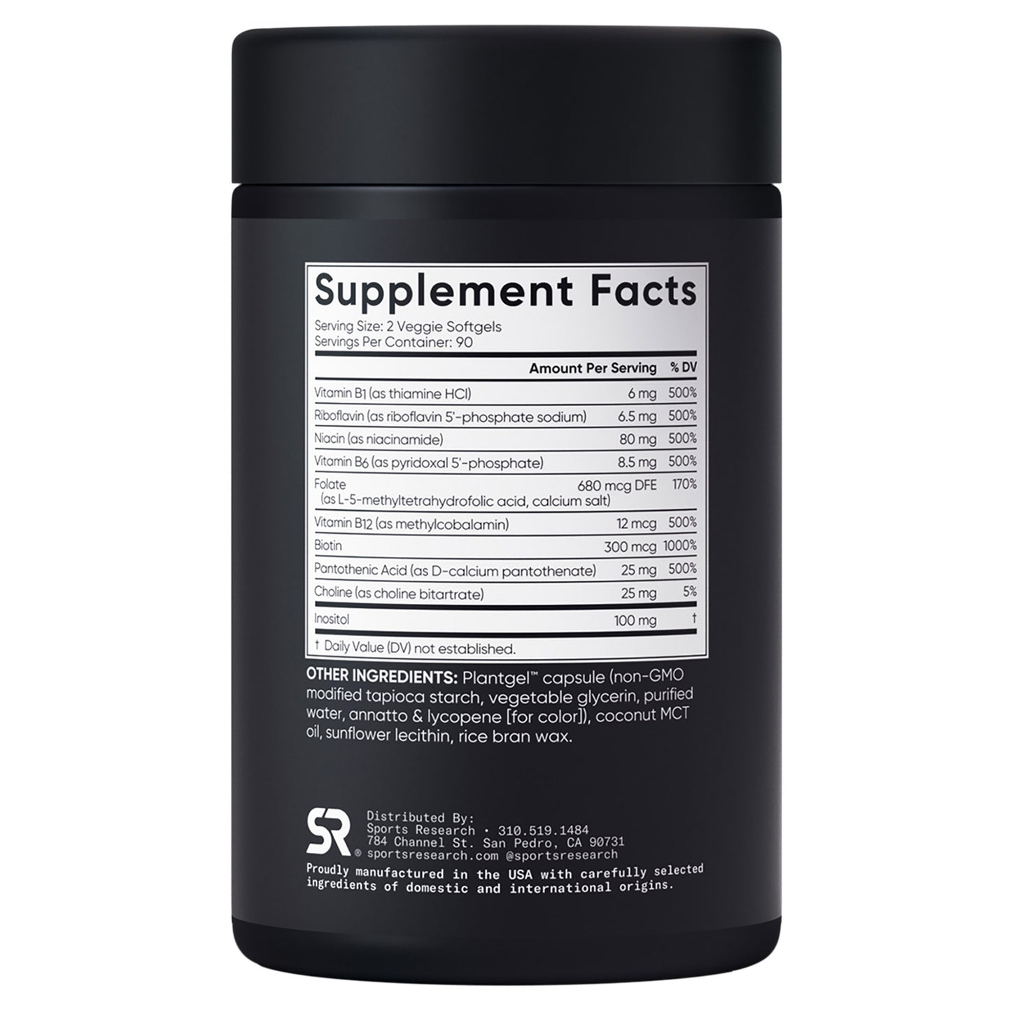 Sports Research Vitamin B Complex, 180 Veggie Soft Gels