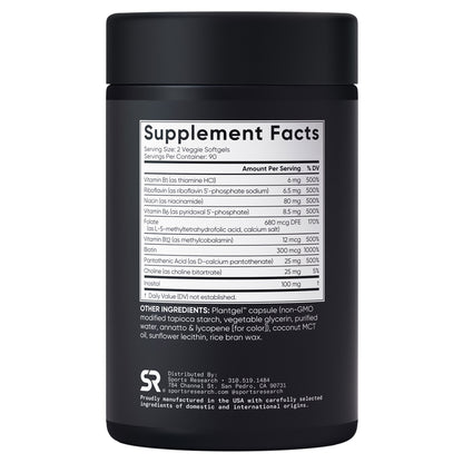 Sports Research Vitamin B Complex, 180 Veggie Soft Gels