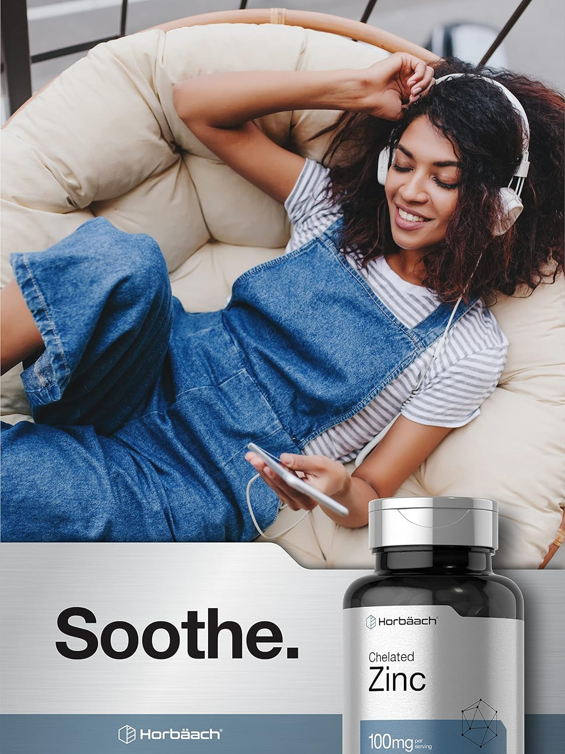 Horbäach Chelated Zinc Supplement 100Mg | 250 Tablets | High  & Superior Absorption | Vegetarian, Non-Gmo, Gluten Free