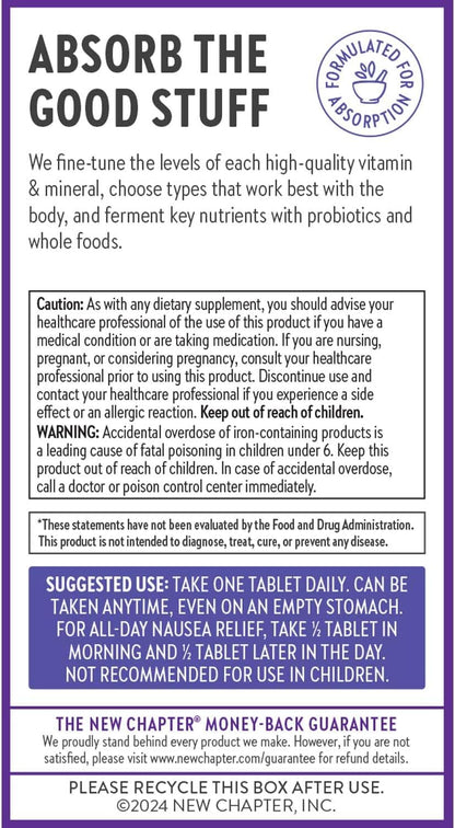 New Chapter Prenatal Vitamins, One Daily Prenatal Multivitamin Enhanced for Age 35+ with Methylfolate + Choline for Healthy Mom & Baby, Gluten Free & Non-Gmo- 30 Ct