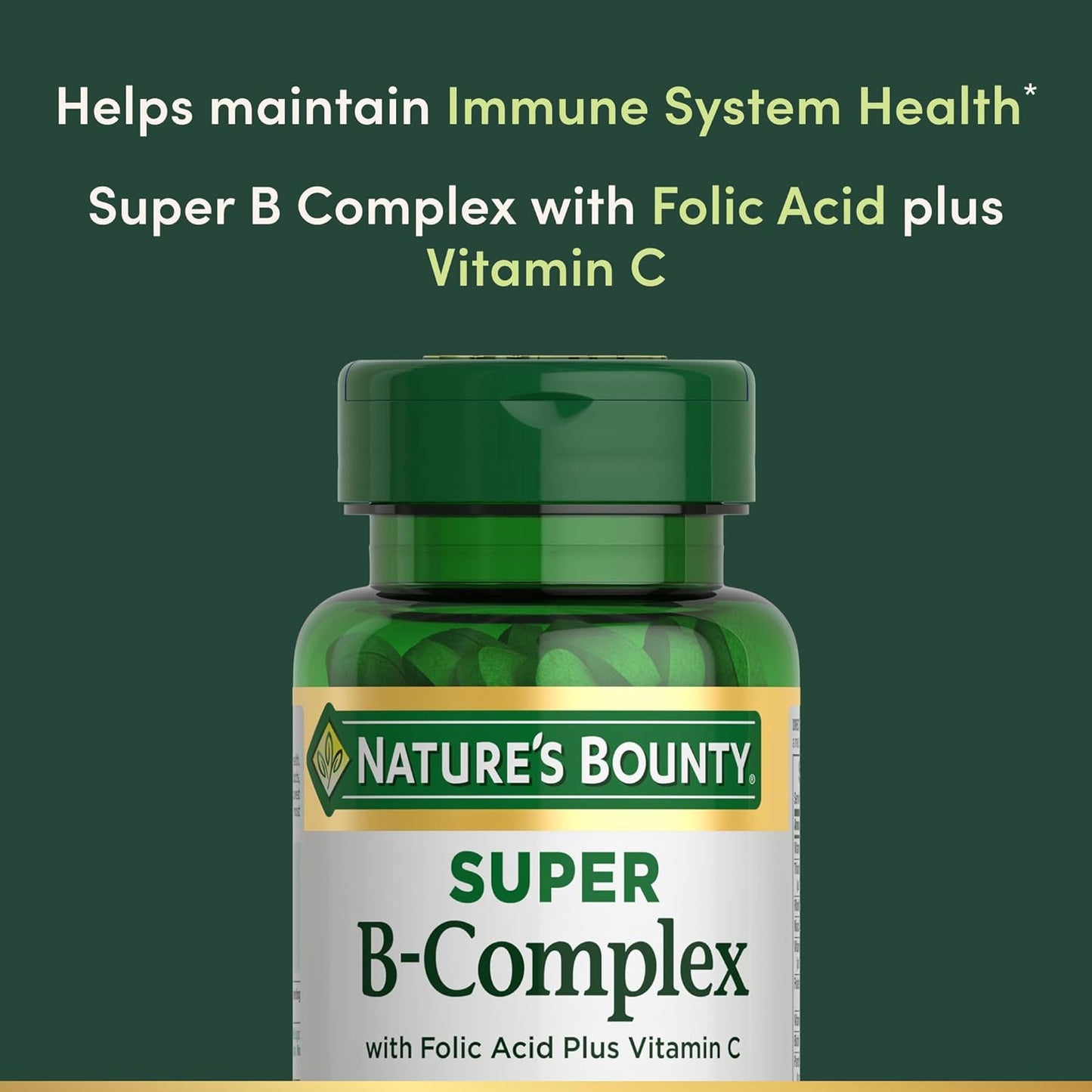 Nature'S Bounty Super B Complex Vitamins with Vitamin C & Folic Acid, Vitamins for Immune & Cellular Energy Support, 150 Tablets