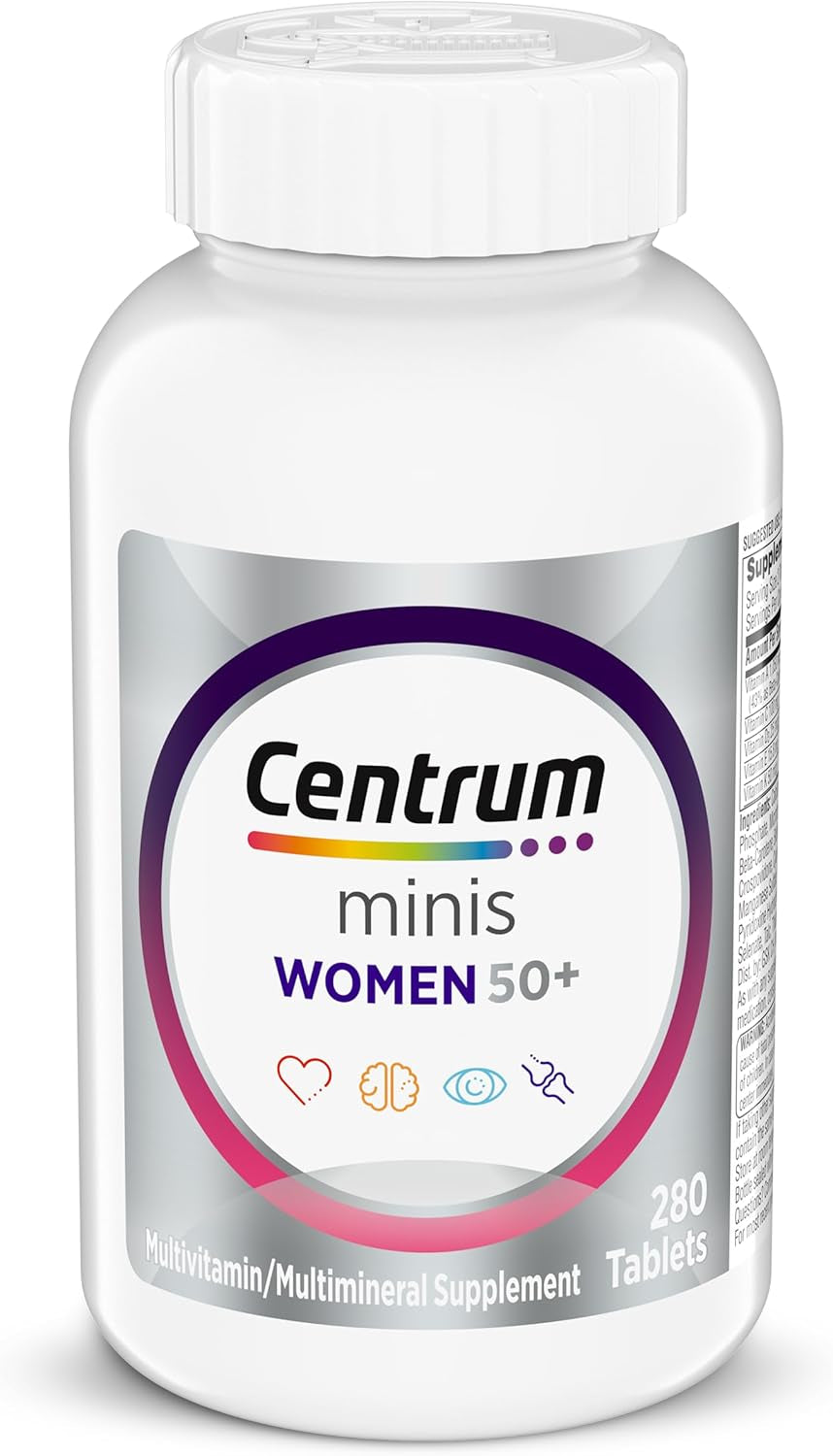 Centrum Minis Silver Women'S Multivitamin for Women 50 Plus, Multimineral Supplement with Vitamin D3, B Vitamins, Non-Gmo Ingredients, Supports Memory and Cognition in Older Adults - 280 Ct