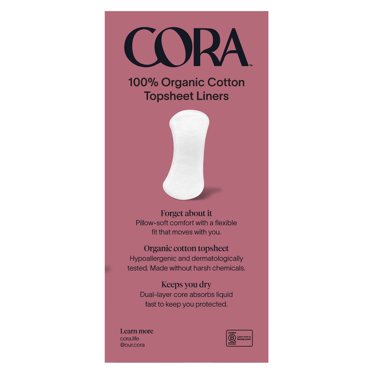 Cora 100% Organic Cotton Topsheet Liners, 160Ct