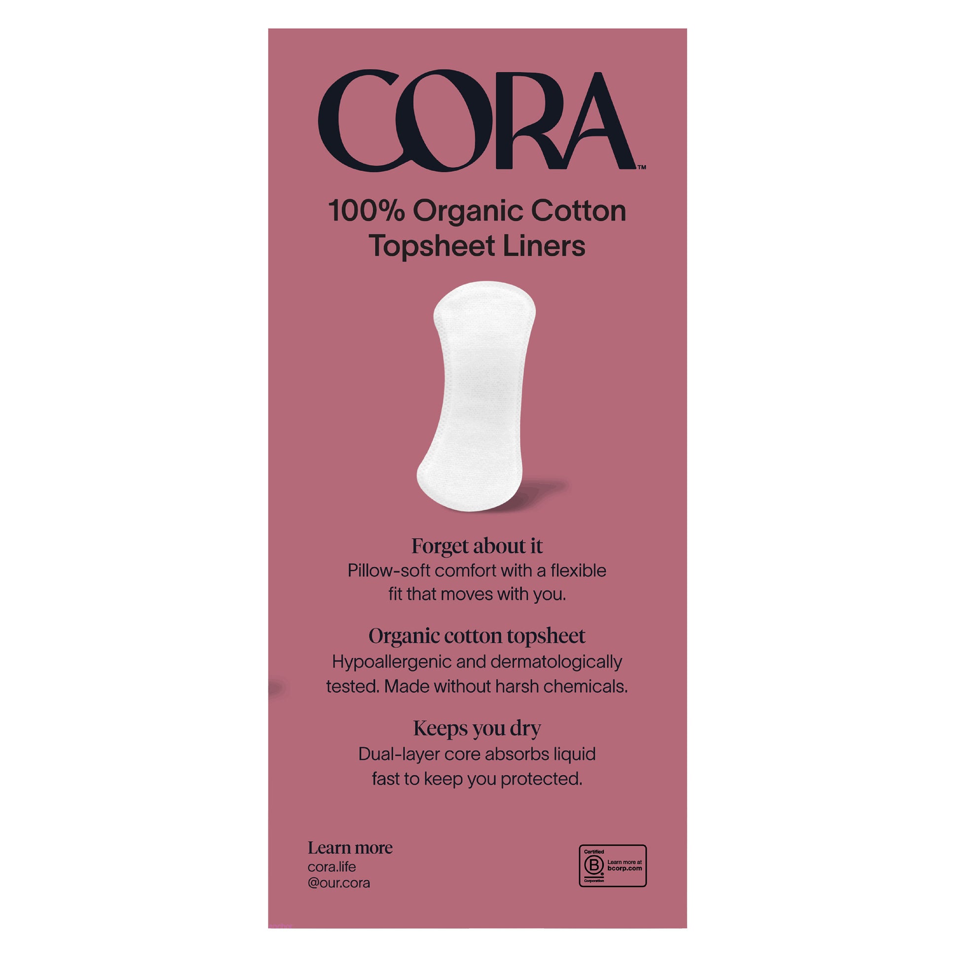 Cora 100% Organic Cotton Topsheet Liners, 160Ct