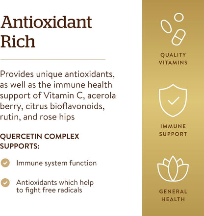 Solgar Quercetin Complex with Ester-C Plus, 100 Vegetable Capsules - Supports Immune Health, Antioxidant - Gentle on the Stomach Vitamin C - Non-Gmo, Vegan, Gluten/Dairy Free - 50 Servings