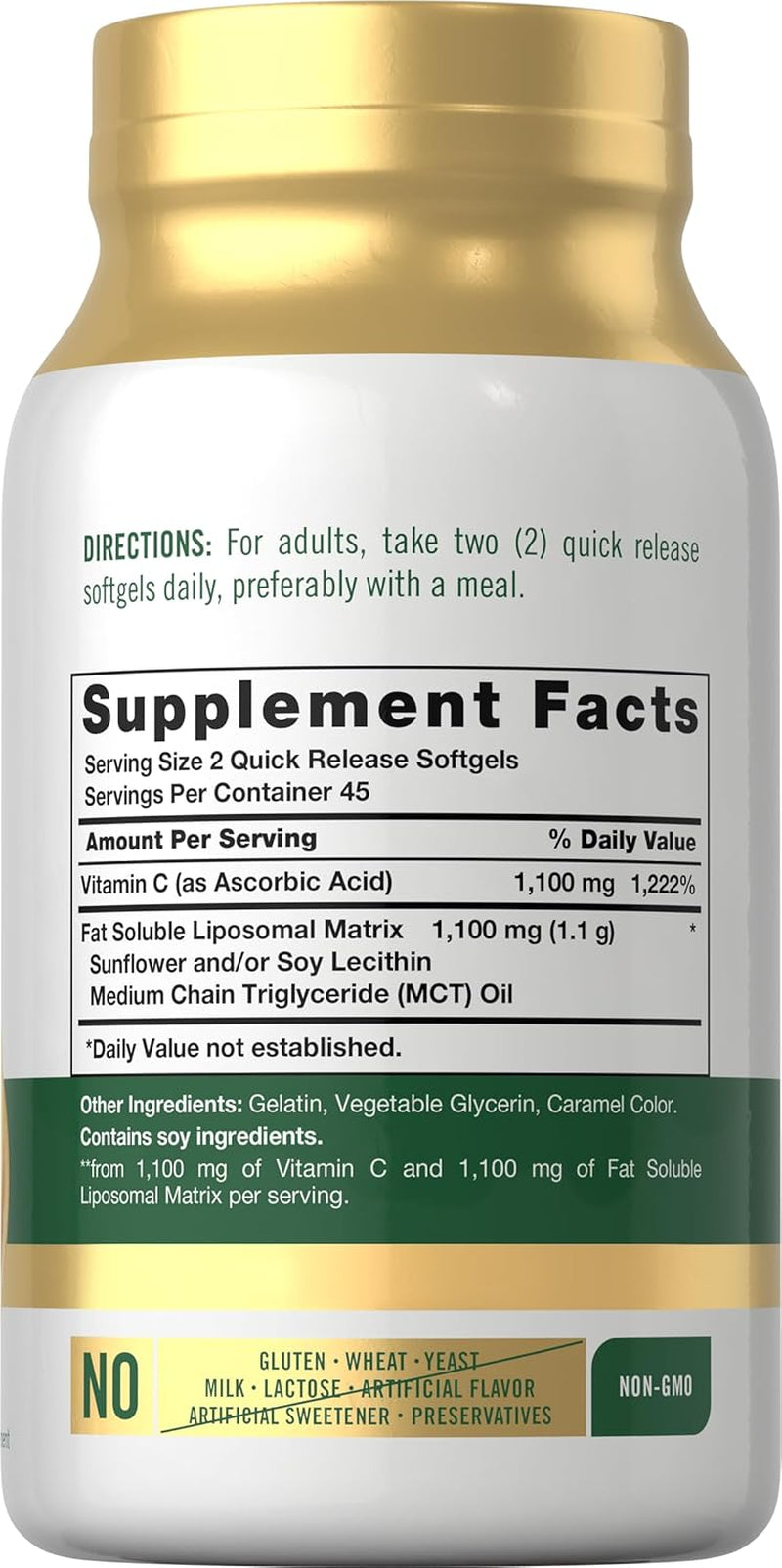 Carlyle Liposomal Vitamin C | 2200Mg | 90 Softgel Capsules | High  Complex Supplement | Non-Gmo, Gluten Free Packaging May Vary